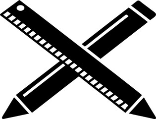 Pencil And Ruler Crossed Silhouette Vector Illustration