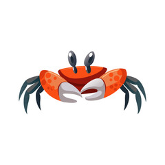 Smiling Red Crab Mascot – Editable Vector