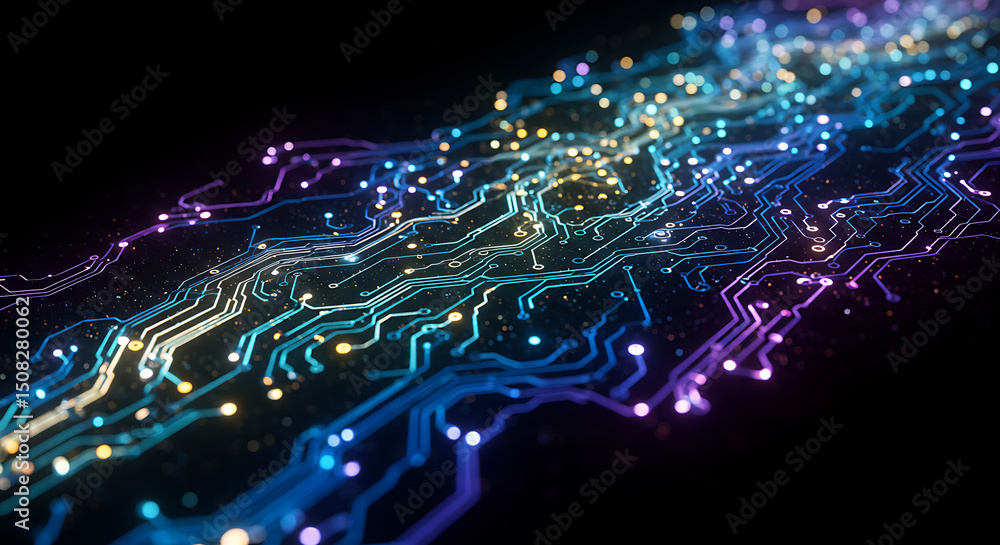 Poster abstract glowing circuit board technology background futuristic digital data network electronic