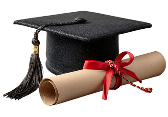 Graduation cap diploma ceremony education success achievement, On Transparent Background