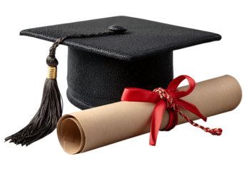 Graduation cap diploma ceremony education success achievement, On Transparent Background