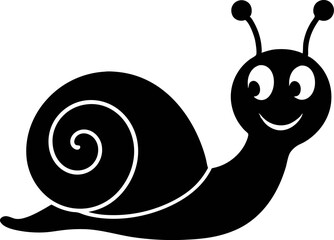 Snail With Smiling Face Silhouette Vector Illustration