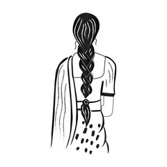 Young women looking on the wall vector