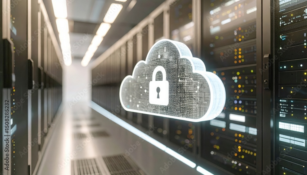Poster advanced data security and cloud storage protection concept with secure cloud computing technology i