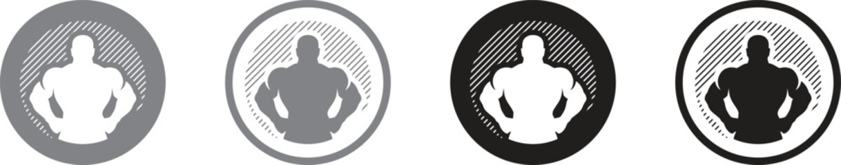 featuring silhouettes of a man's body in various poses, isolated on a white background. Contemporary illustration