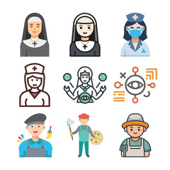 business people icons set