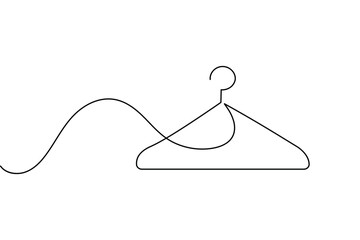 Clothes hangers continuous line drawing isolated on white background