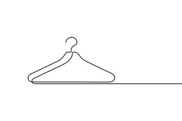 Clothes hangers continuous line drawing isolated on white background