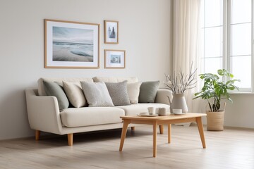 Cozy living room interior design modern home furniture arrangement bright environment stylish viewpoint comfort concept