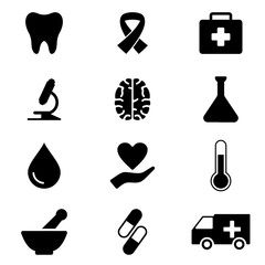 Simple Icons Of Hospital And Health