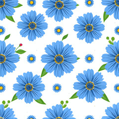 Blue Daisy Seamless Pattern