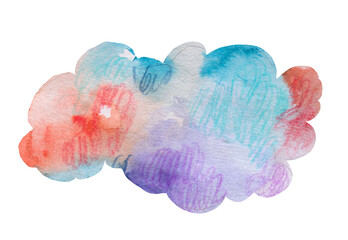 Watercolor illustration with colorful cloud