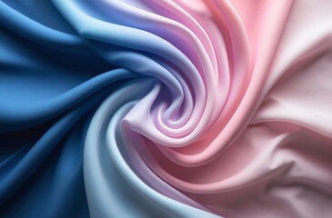 satin fabric in blue and pink delicate swirling patterns background