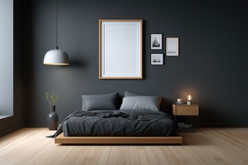Cozy bedroom design showcase modern apartment interior decor minimalist style daylight view serenity concept