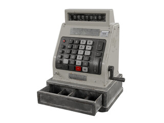vintage cash register isolated on white background