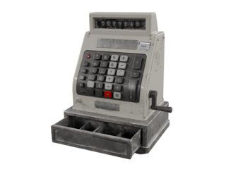 vintage cash register isolated on white background