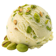 Pistachio Ice Cream Scoop Isolated on Transparent Background
