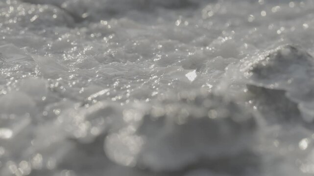 Macro Texture of White Crystals salt  with Sparkling Light