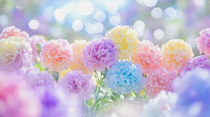 Obraz premium watercolor botanical Carnation flowers texture template background.Elegant wedding invitation card background . Minimal hand painted Design for wedding or Valentine's Day