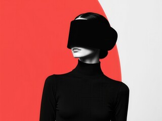 A woman is wearing a black hooded sweatshirt and a black visor
