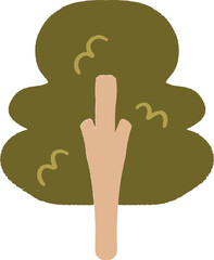 Illustration of a tree with a wide green canopy