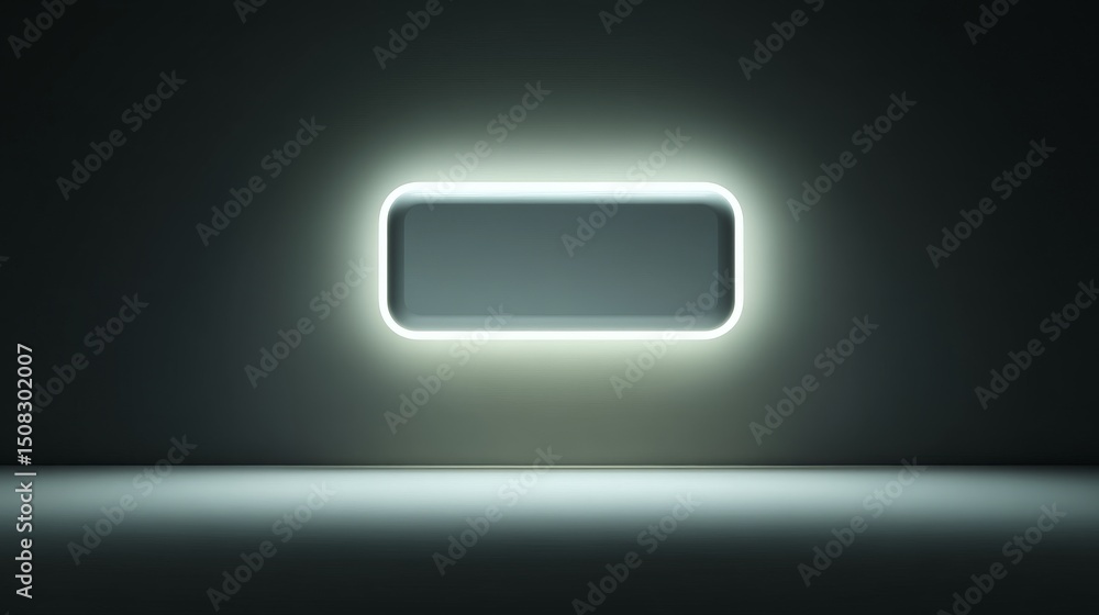 Poster a minimalistic illuminated frame set against a dark background for creative displays.