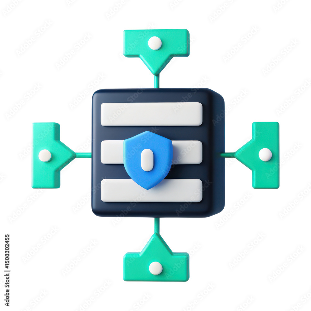 Poster vpn proxy protection concept. digital security icon with shield and connections.