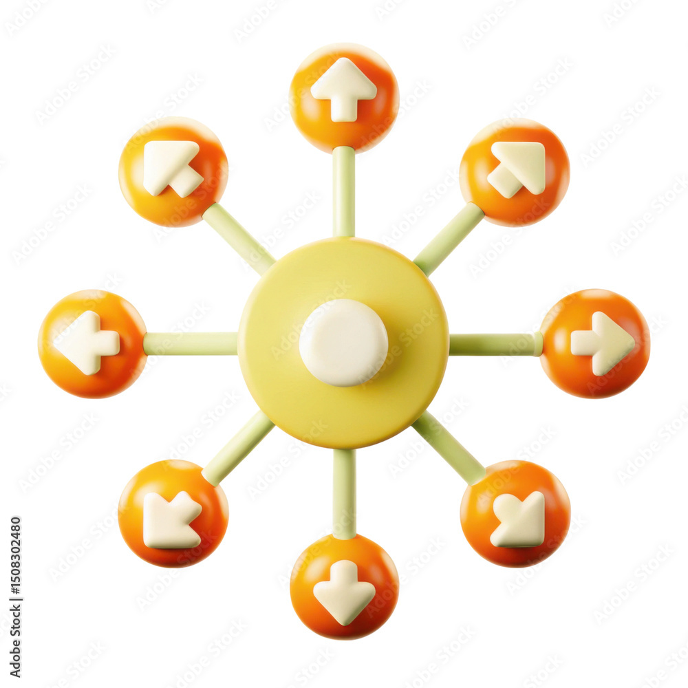Poster vpn proxy protection concept. colorful directional button control with arrows.