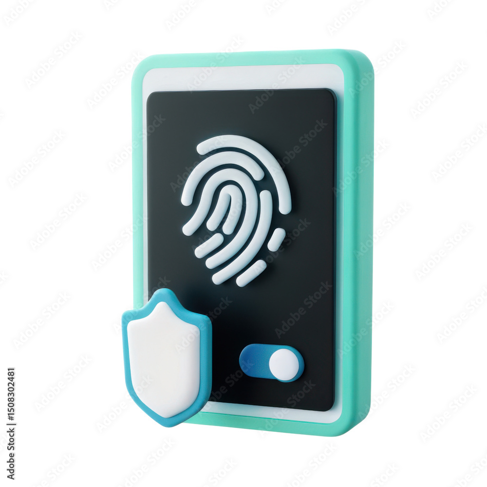 Poster vpn proxy protection concept. fingerprint scanner with security shield design.