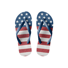 American Flag Flip-Flops – Patriotic Summer Sandals Isolated on Transparent Background


