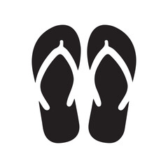 Flip flops sandal beach wear flat vector icon for apps and websites. Vector black silhouette. with white background