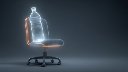 A modern chair design featuring a translucent plastic bottle as inspiration.