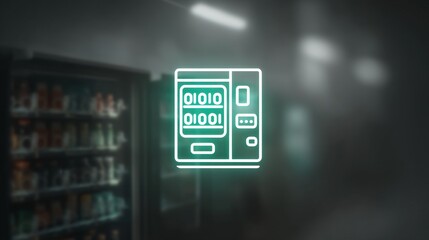A modern digital vending machine in a sleek, illuminated environment.