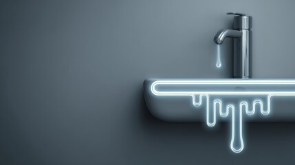 A modern faucet with a sleek design and water dripping elegantly.