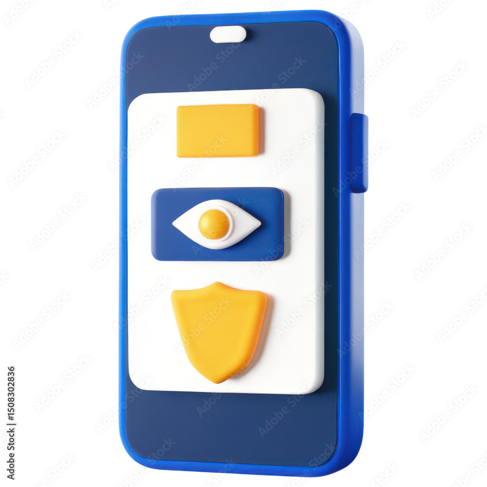 Poster vpn proxy protection concept. interactive toy phone with colorful buttons and shapes.