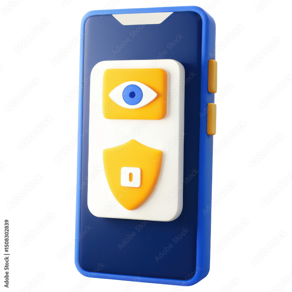 Poster vpn proxy protection concept. smartphone with unique design and protective elements.