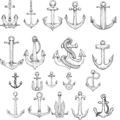  set of hand drawn anchor⁠
