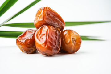 Dates fruit sukari or kurma sukari, isolated on white background
