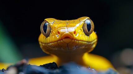 Fototapeta premium Close-Up of a Vibrant Yellow Snake's Head