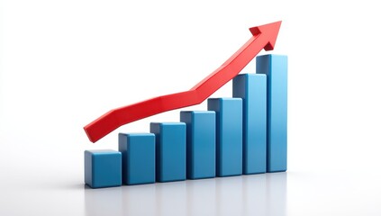 3D bar graph, rising red arrow (1)