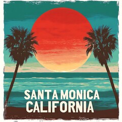 Colorful graphic design of santa monica, california.