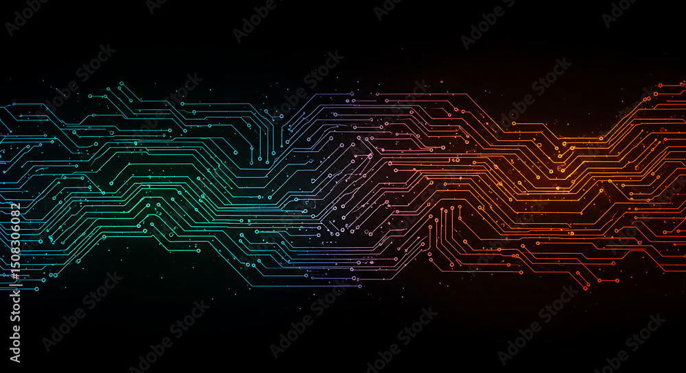 Poster abstract colorful circuit board technology background digital network high tech design
