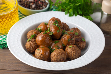 Köttbullar - Traditional Swedish meatballs with mashed potatoes