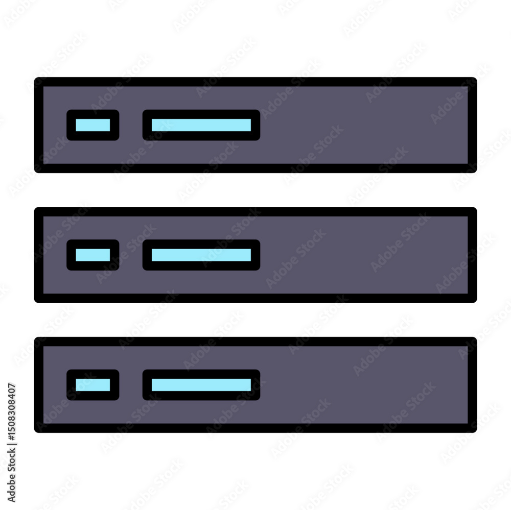 Poster server rack units icon: data center, network storage, cloud computing, it infrastructure. editable v