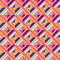 Bold Diagonal Striped Geometric Pattern with Vibrant Retro Color Block Design, seamless vector pattern