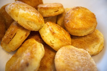 Potato patties in a bowl