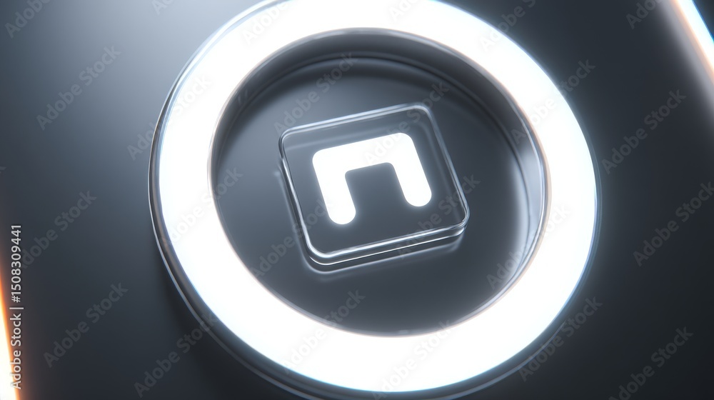 Aufkleber abstract modern user interface with glowing circular button design.