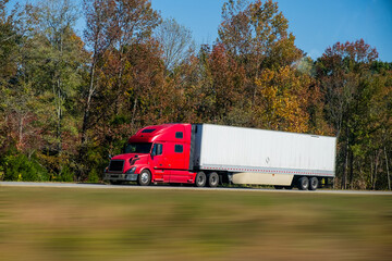 Semi Trucks on Highway, USA. Trucking in USA	
