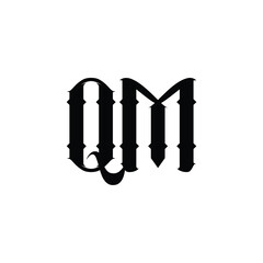 QM monogram logo design letter text name symbol monochrome logotype alphabet character simple logo