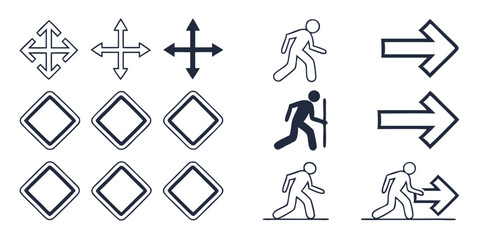 Outlined Directional and Expand/Collapse Arrow Icons – Interface Navigation and Zoom Control Symbols